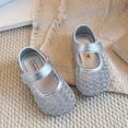 thumbnail image 5 of Gpaecead Girls Woven Mary Jane Flat Shoes Closed Toe Soft Sole Hook And Loop Adjustable Spring Summer Casual Shoes,Gray, 5 of 6