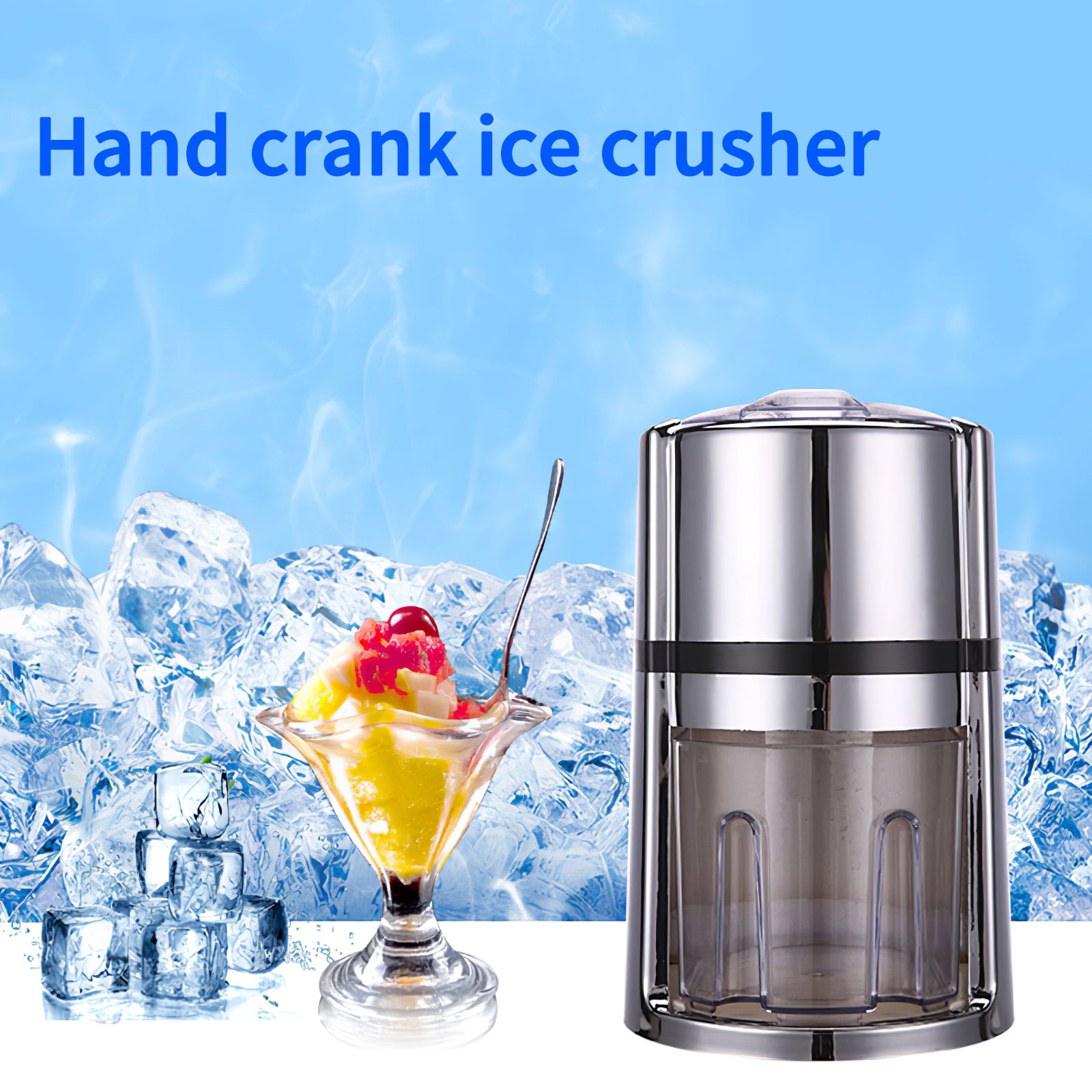 Shaved Ice Maker for Home Bar Restaurant Party Cold Drinks Ice Shaver Manual Ice Crusher Hand Crank Operated Ice Breaker Snow Cone Machine for Fast Crushing 