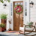 thumbnail image 3 of Lyacmy 26'' Flower Wreaths for Front Door, Spring Summer Silk Rose Magnolia Door Wreath for Farmhouse Porch Window Decor, 3 of 9
