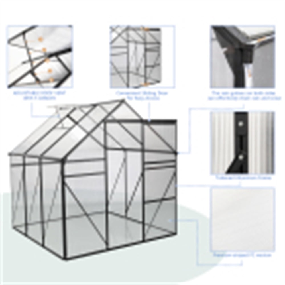 Walk In Greenhouses For Outdoors With Sliding Adjustable Roof, Drainage& Galvanized MetalGreenhouse For