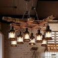 thumbnail image 5 of FINE MAKER 8-Light Vintage Wood Chandelier with Glass Lampshade, 5 of 10
