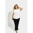 thumbnail image 3 of CASSIE LIZ Plus Size Shirts 3X Womens Summer White Polo Shirts V Neck Ladies Shirts with Collar Fashion Business Short Sleeve Collared Shirts Casual Loose Fit Spring Tops 3XL 22W 24W, 3 of 6