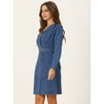 thumbnail image 3 of DARING DIVA Notched Lapel Denim Shirt Dress M Blue, 3 of 6