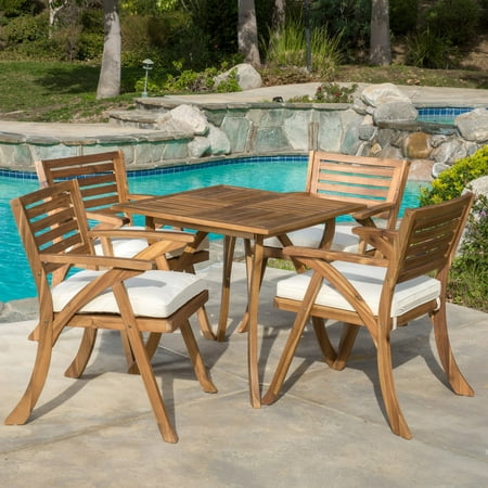 Michelle Wood 5 Piece Square Patio Dining Set with