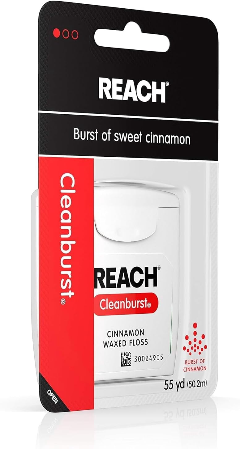 Reach Cleanburst Waxed Dental Floss, Cinnamon Flavor, 55 Yd Pack - 36 Count