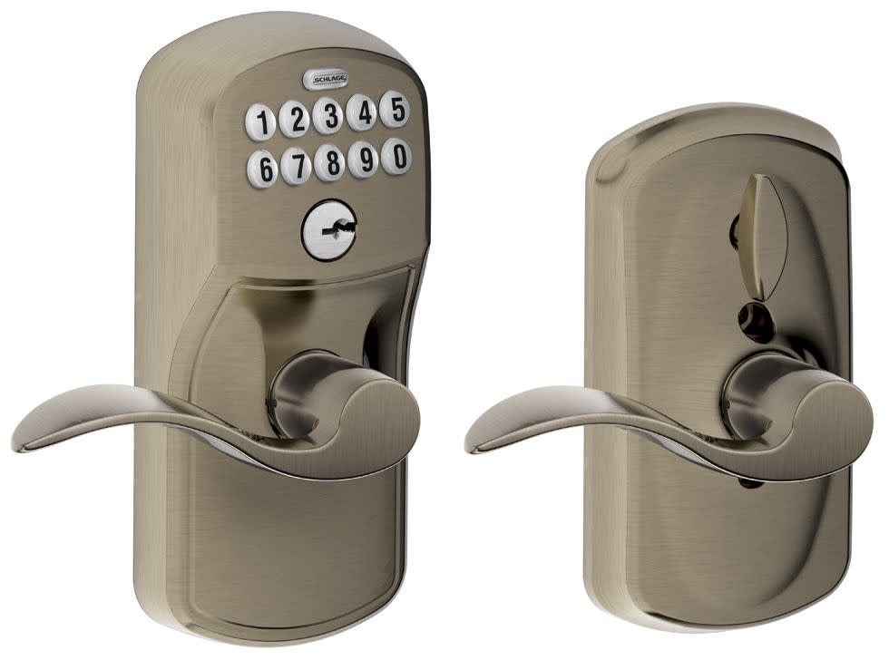 Schlage Fe595PlyAcc Keypad Entry Lock Leverset Grey