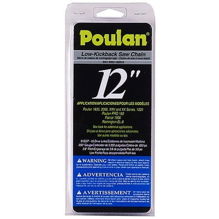 Poulan Low Kickback Saw Chain 12" 91SGP 45 Drive Links 0.050" Gauge 3/8" Pitch Low Profile