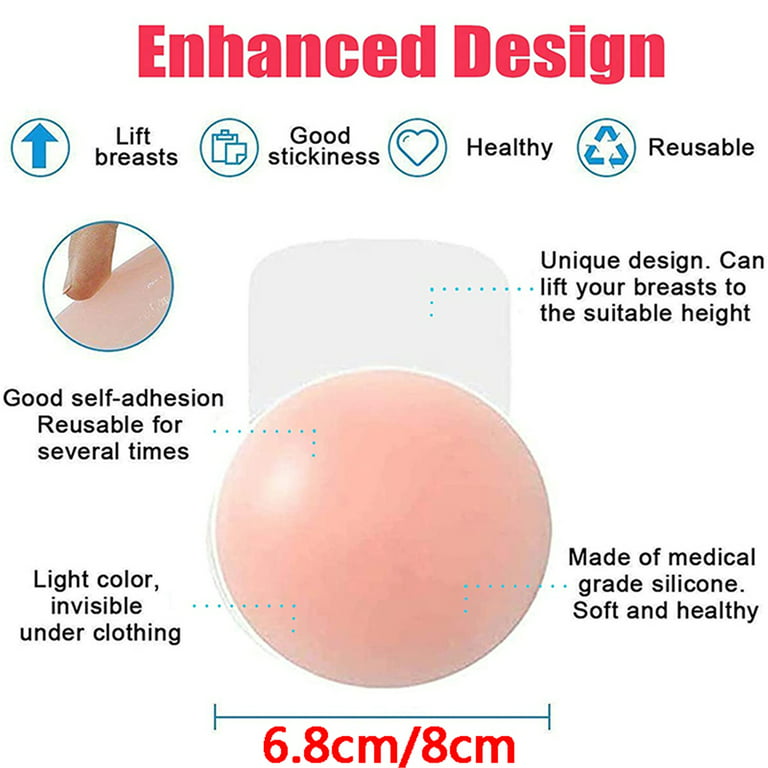 Elbourn 2 Pairs Nipple Covers for Women, Reusable Adhesive Invisible  Silicone Pasties Silicone Cover for Dress (Pink) 
