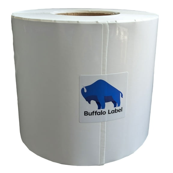 BuffaloLabel 6" x 6" x 690 Labels - White Gloss BOPP Roll Inkjet Labels - 3" Core - Blank