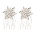thumbnail image 2 of Paquete de 2 peinetas para el cabello con de imitación de cristal para bodas, accesorios de para mujeres y novias , Plata, 5..7 cm Yotijar peine del rhinestone nupcial, 2 of 10