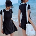 thumbnail image 4 of ZPAQI Women Short Sleeves Swimdress with Boyshorts Students Tummy Control Swimwear Ins, 4 of 14