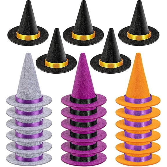 20PCS Mini Witch Hat, Colorful Small Witches Hats for Crafts Halloween Party Decor