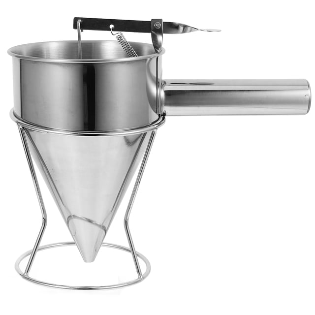 Stainless Steel Baking Piston Funnel Dispenser Confectionery Funnel with Rack for Kitchen Cake and Desserts Cooking Tool