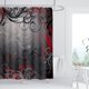 thumbnail image 2 of ZXMBF Cortina de ducha roja y negra, bosque mágico místico, inspiración moderna, remolinos florales, hojas, cortina de baño, tela impermeable, decoración de baño, 72 x 72 pulgadas, ganchos de plástico, 2 of 5