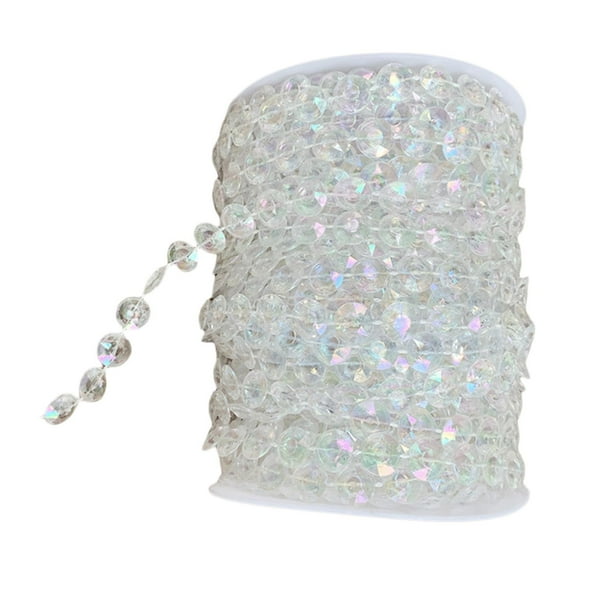 1 rollo de guirnalda de cuentas de cristal, 50 pies, guirnaldas de cuentas de diamantes para decoración Brillando