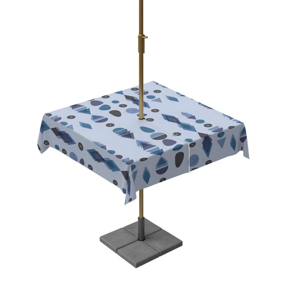 Square Outdoor Tablecloth with Umbrella Hole Abstract Ink Droplets Table Cloth Waterproof Patio Table Cover Coastal Indigo Watercolor Vertical Zipper Tablecloths for Picnic Party Camping 60x60 Inch