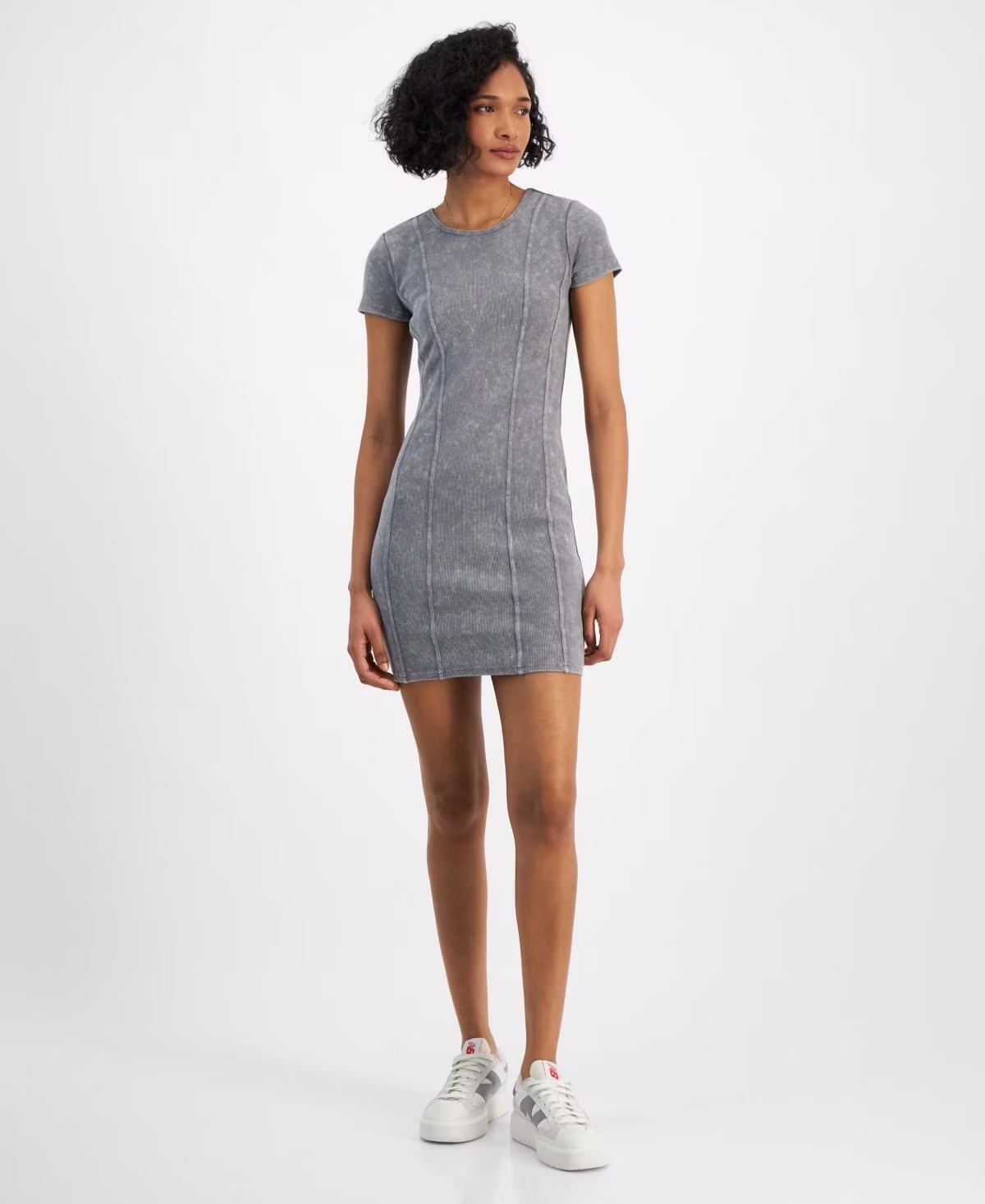 Madden Girl Womens Ribbed Knit Crewneck Pullon TShirt Dress Charcoal Size XL NWT