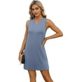 thumbnail image 4 of V-Neck Sleeveless with Split Summer Casual Beach Dress for Women Sea Blue M, 4 of 9
