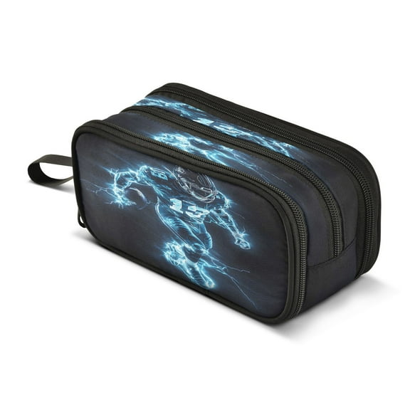ALAZA Cool Football Player Pencil Case Bag 3 Compartment Pen Pouch Large Storage Holder Box Organizer
