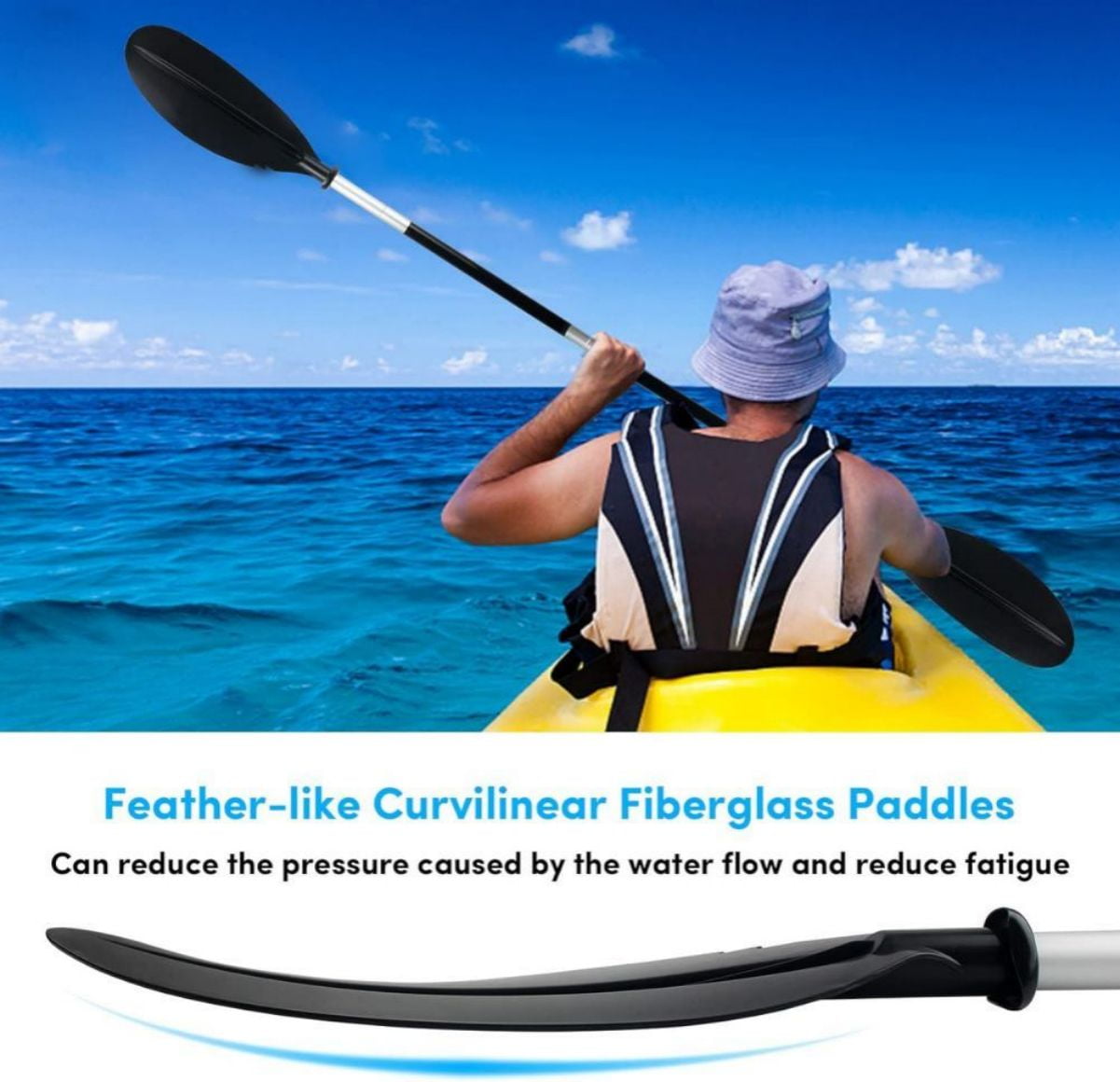 LUVCMFT 87inch Aluminum Kayak Canoe Paddle Double-Ended Detachable Canoe Paddle Boat Oars Green