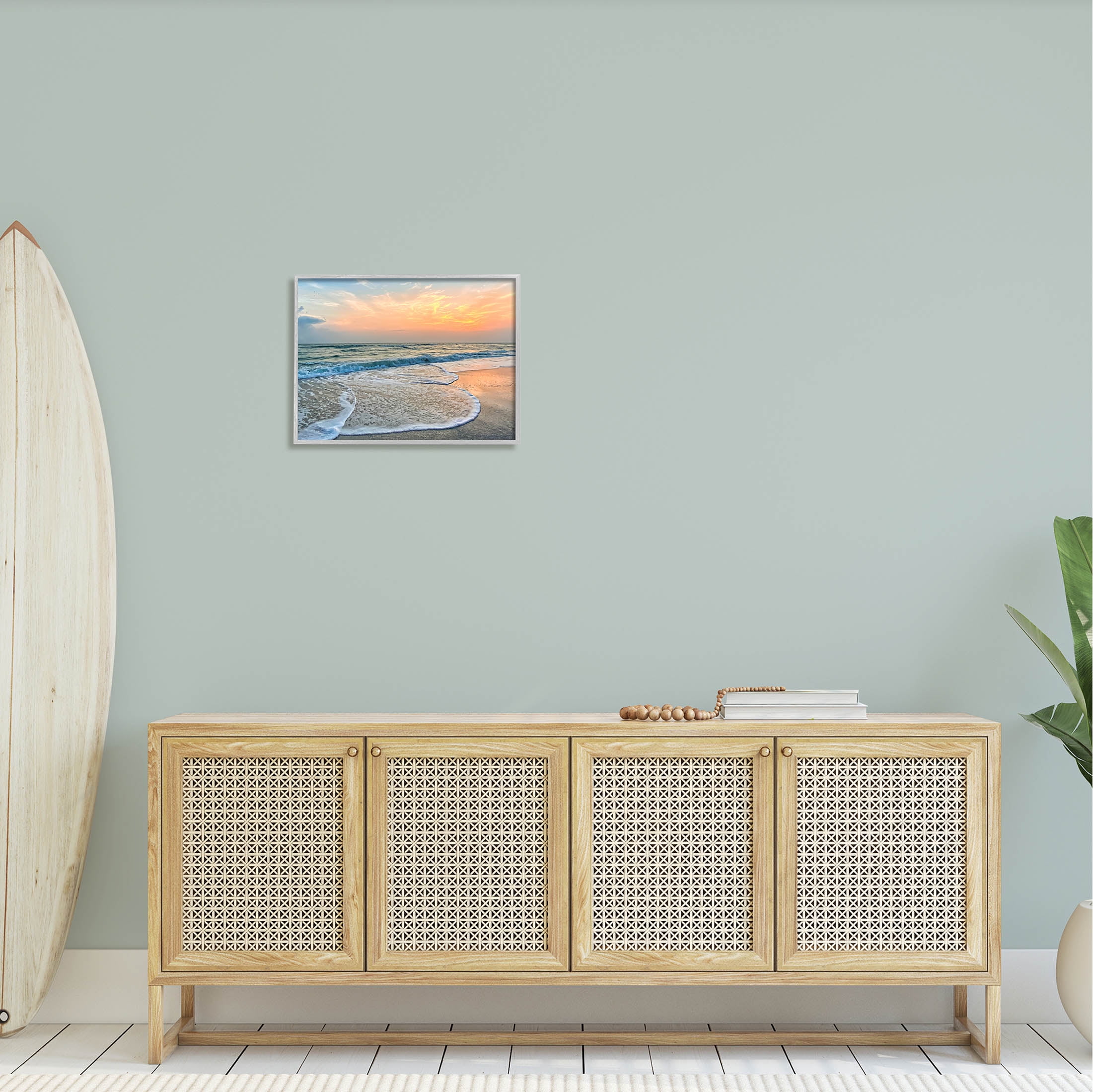 Stupell Industries Vast Panoramic Beach Layered Waves Photograph Gray Framed Art Print Wall Art, Design by Mary Lou Photography