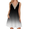 thumbnail image 2 of Ftwytp Women's Summer Casual Sleeveless Dresses V Neck Lace Tank Dress Loose Flowy Stripe Printed Sundress with Pockets Women's Printed Lace Sleeveless Pocket V-Neck Dress, 2 of 5