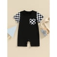 thumbnail image 3 of Musuos Newborn Baby Summer Romper 3M 6M 12M 18M Plaid Print Patchwork Short Sleeve Jumpsuit for Boy Girls Cute Clothes, 3 of 9