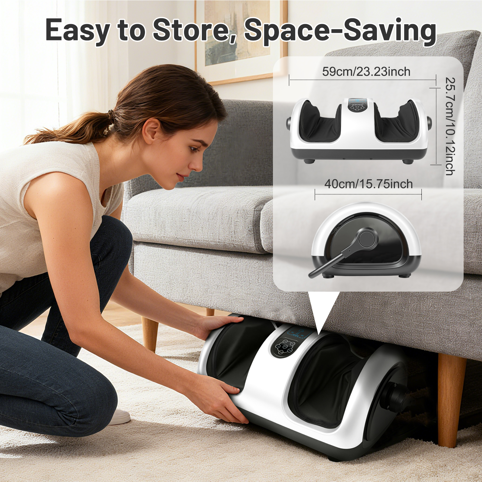BAOKALER Foot Massager with Heat Therapy, Deep Kneading Foot and Calf Massager with Adjustable Compression, Relaxing Shiatsu Foot Massager for Ankle/Leg Care, Perfect Gift for Lovers, White