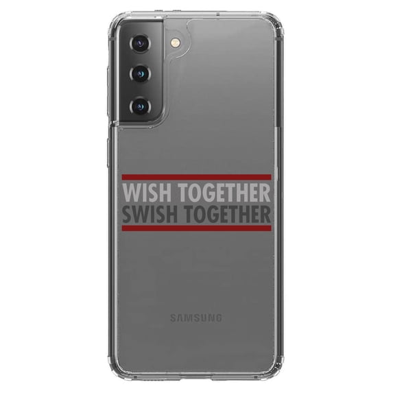 DistinctInk Clear Shockproof Hybrid Case for Galaxy S21 5G (6.2" Screen) - TPU Bumper Acrylic Back Tempered Glass Screen Protector - Wish Together Swish Together Basketball