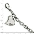 thumbnail image 5 of Primal Steel Stainless Steel Link with Cubic Zirconia Heart Dangle Charm 7.5 inch Bracelet, 5 of 8