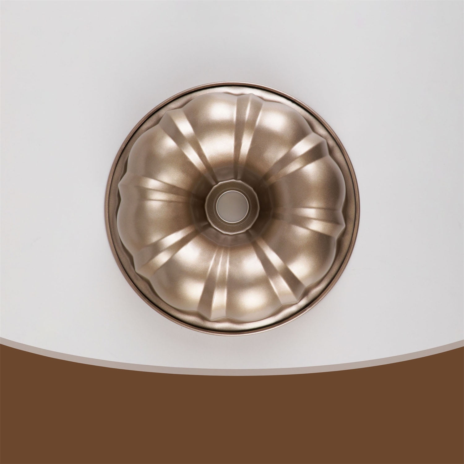 Kepooman 10" Non-stick Pumpkin Fluted Cake Mold for Baking, Set of 2, Brown