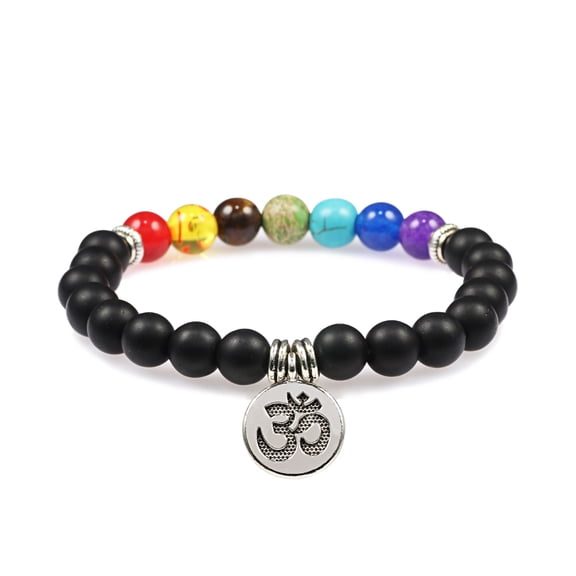 7 Chakra Black Natural Lava Stone Beaded Men Bracelet Buddha Lotus Pedant Bracelets Bangles Women Yoga Jewelry Friendship Gifts