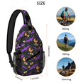 thumbnail image 5 of Sling Backpack,Halloween Bat Moon Eye Pattern Sling Bag with Water Bottle Holder,Waterproof Sling Bag for Men/Women with Headphone Jack for Hiking,Travel, 5 of 6
