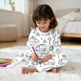 thumbnail image 5 of WOYY Girls DIY Doodle Coloring Pajamas Long Sleeve Tee Pants Kids Loungewear, Sizes 2-9, 5 of 6