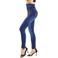 thumbnail image 6 of AILIYIL Women'S Printed High Elastic Tight Seamless Cropped Imitation Jeans (Blue,M), 6 of 9