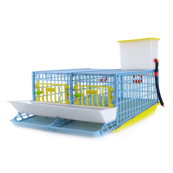 Cimuka Quail Breeding Cage, 2 Section Indoor Coop, PP Plastic, Rust-Free, Removable Divider, Easy Clean Design for Egg Collection