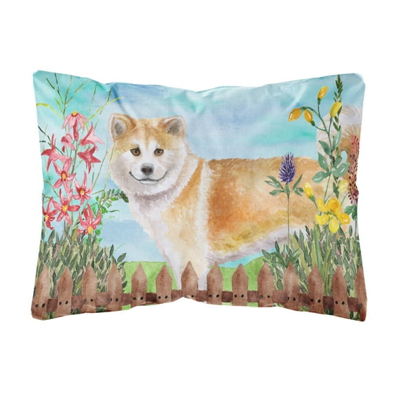 Carolines Treasures CK1240PW1216 Shiba Inu Spring Canvas Fabric Decorative Pillow  12H x16W multicolor