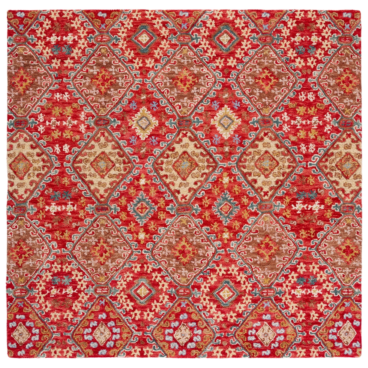 SAFAVIEH Aspen Dreda Tribal Area Rug, Red/Gold, 7' x 7' Square