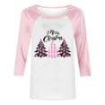 thumbnail image 4 of Fall Fashion Must Haves Women's 3/4 Sleeve Round Neck Raglan Blouse with Festive Tree Pattern Tees Tshirts Tops Women Fall Clothes, 4 of 4