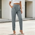 thumbnail image 5 of SETOOFF Women High Waist Pleated Ankle Length Dress Pants Straight Leg Cropped Work Trousers with Side Pockets Business Office Interview Casual Daily Travel Outfit Bottoms, 5 of 9