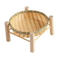 thumbnail image 4 of LOVIVER Bamboo Basket Tray Bread Basket Round with Stand Sundries Holder Vegetable Storage Basket Woven Fruit Basket for Home Kitchen 18cm, 4 of 8