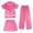 3PCS-Rose red, variant on GYRATEDREAM 4-14T Kids Girls Boys Satin Pajamas 3 Pcs Set Silk Button-Down PJs Sets Soft Lounge Sets Short Sleeve Sleepwear