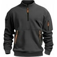 thumbnail image 2 of And Trendy Fleece Hooded Sweatshirt For Men's Winter In 2025 With A Stand Up Collar Half Zipper And Multiple Pockets, 2 of 4