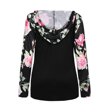 

asdoklhq Maternity Clothes for Women Clearance Women Striped Print Long Sleeve V-neck Hoodie Sweatshirts Top