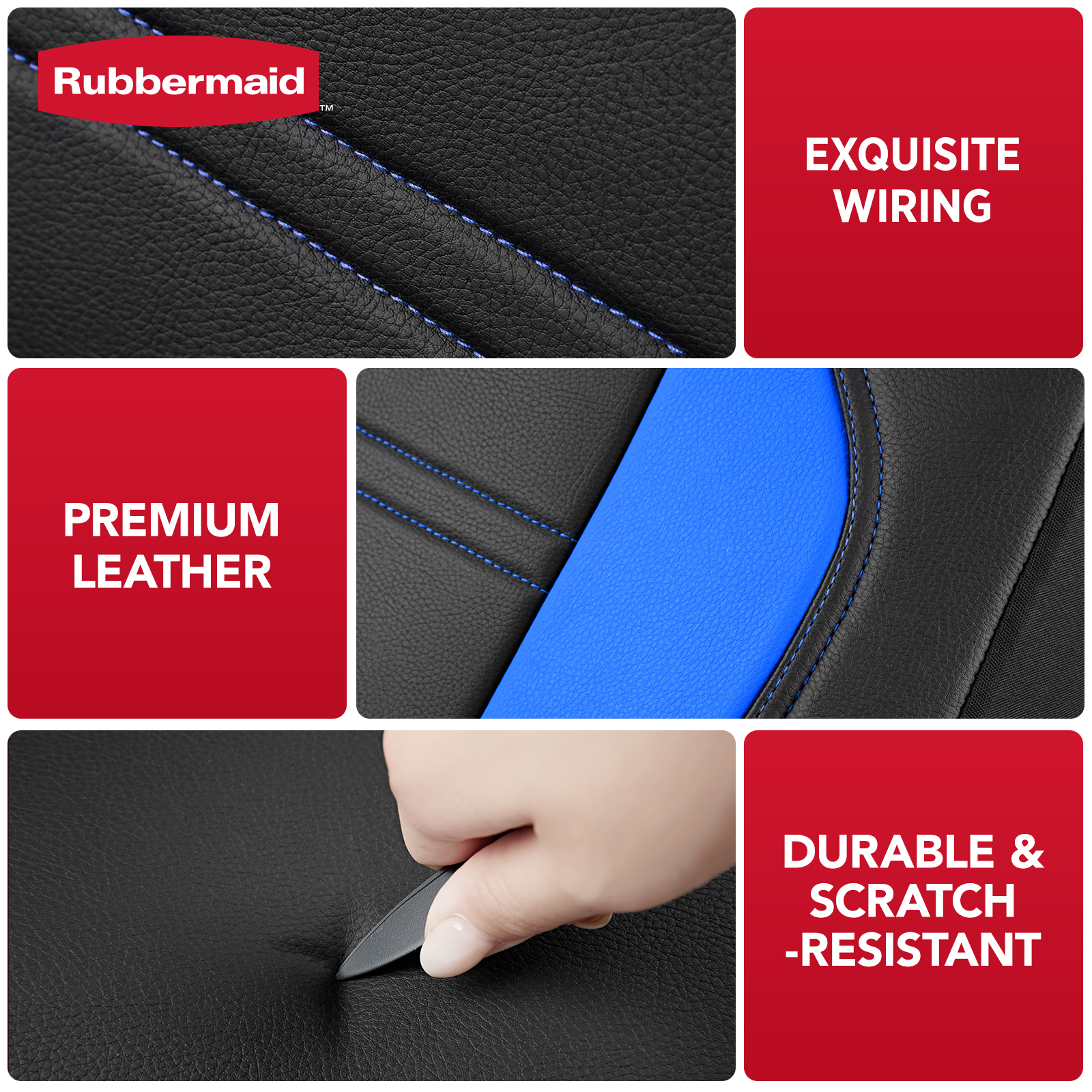 Rubbermaid Leather Car Seat,Sport-Style Car Seat Cover,Breathable,Easy to Clean,Universal Fit for Cars,Trucks and SUVs Blue