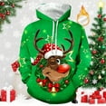 thumbnail image 2 of Fiaer Men's Hoodie Christmas Trendy Oversized Reindeer Printed Hooded Sweatshirts Long Sleeve Baggy Pocket Xmas Tops Green S, 2 of 3