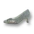 thumbnail image 3 of FLORAL Dolly Women's Wide Width Rhinestone Toe Cap Glittery Metallic Pump SILVER 10, 3 of 6