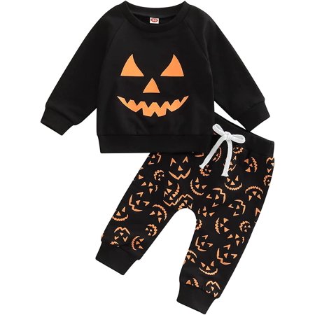 

PIKADINGNIS Toddler Baby Boy Christmas Clothes Skeleton Print Long Sleeve Sweatshirt Pullover Solid Pants Christmas Outfits Set