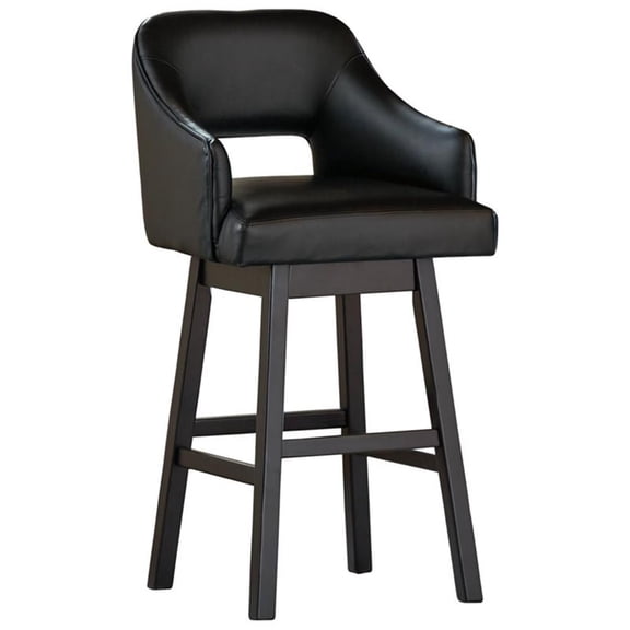 Bowery Hill Wood Swivel Barstool in Black & Brown (Set of 2)