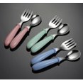 thumbnail image 4 of Juego de tenedor y cuchara para niños pequeños, juego de cubiertos de acero inoxidable para bebés con estuche de viaje, apto para lavavajillas para niños, cubiertos para niños que están, 4 of 5